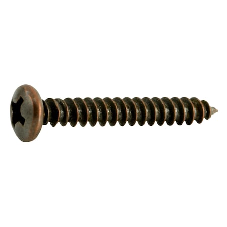 Midwest Fastener Sheet Metal Screw, #6 x 1 in, Bronze Plated Steel Pan Head Phillips Drive, 40 PK 35944